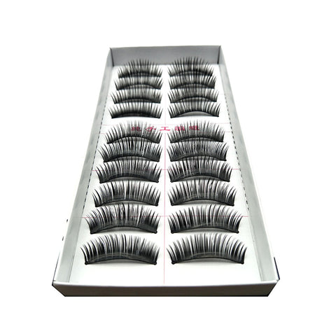 Learnever New 10 Pairs Black Charming Thick Black Handmade Eye Lashes Extension Party Makeup Cross Fake Makeup False Eyelashes
