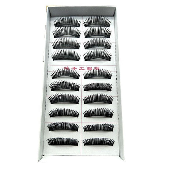 Learnever New 10 Pairs Black Charming Thick Black Handmade Eye Lashes Extension Party Makeup Cross Fake Makeup False Eyelashes